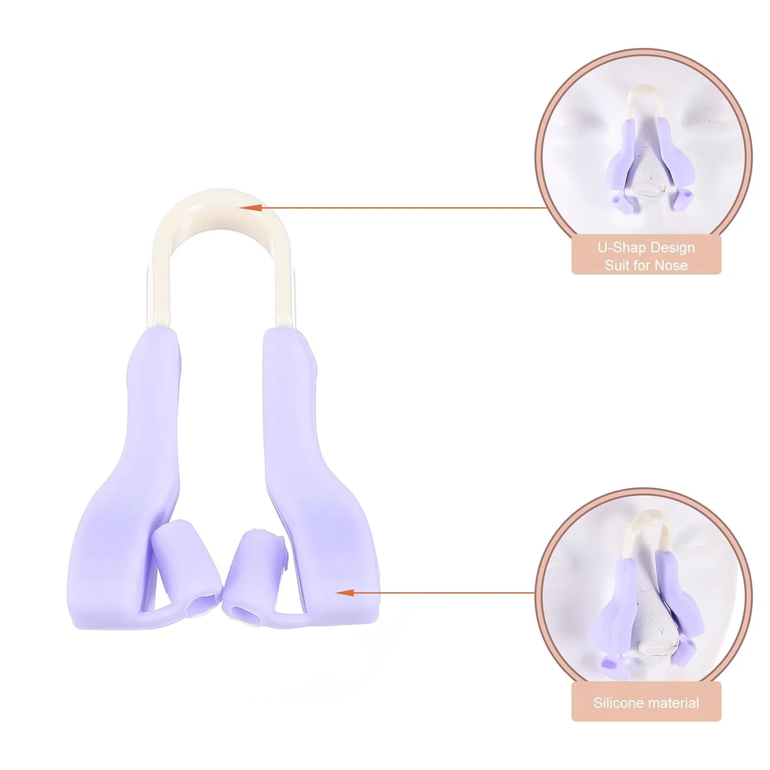 Набор из 2 силиконовых клипс для коррекции формы носа, PRETYZOOM, 2 шт, Pink — фото 2