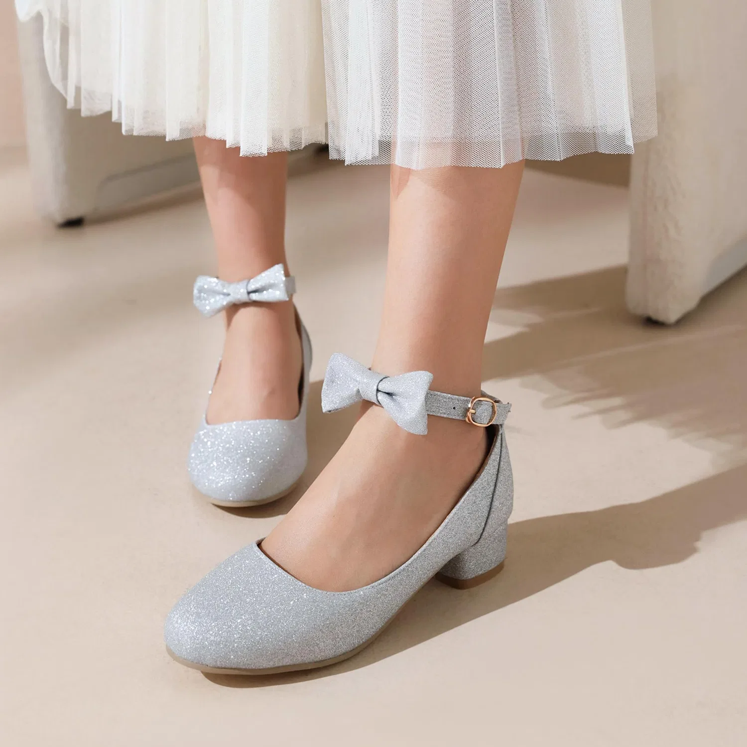 Детские туфли для девочек Glitterato Sweet Lizoleor, Silver 1 — фото 2