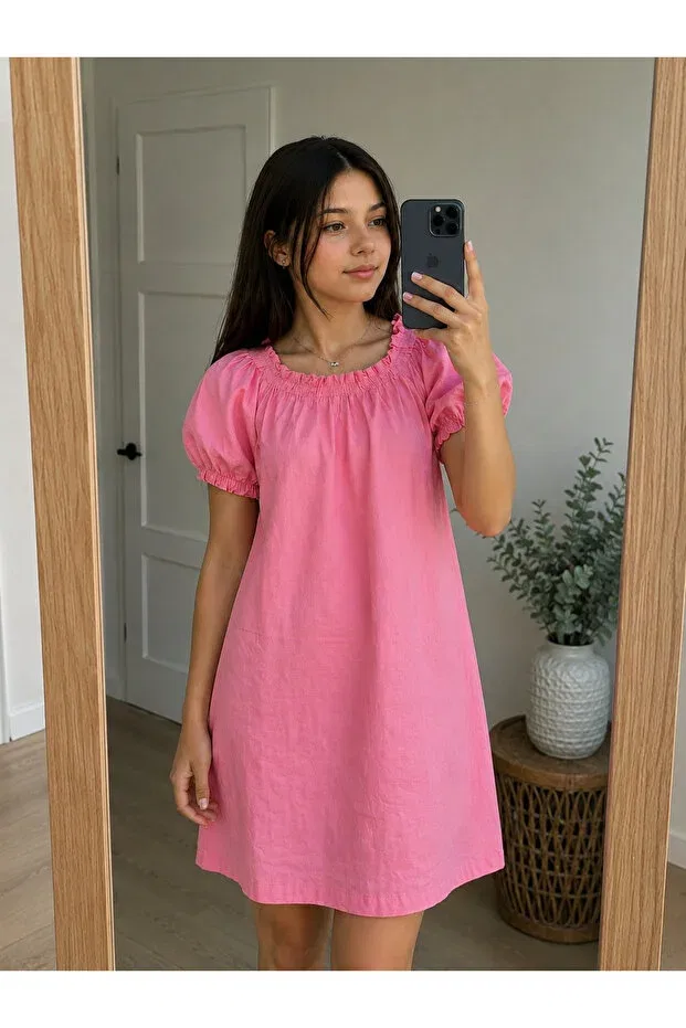 Детское платье для девочек льняное Yalçınoğlu Kids, Pink