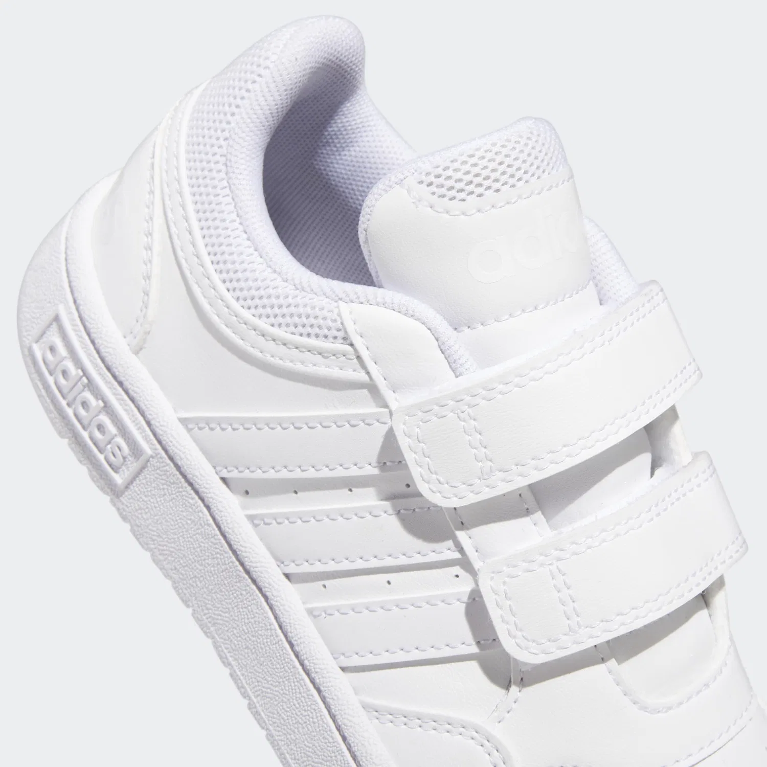 Детские кроссовки для мальчиков и девочек с липучкой Hoops Lifestyle Basketball Hook-and-Loop Adidas, Cloud White Cloud White Cloud White — фото 4