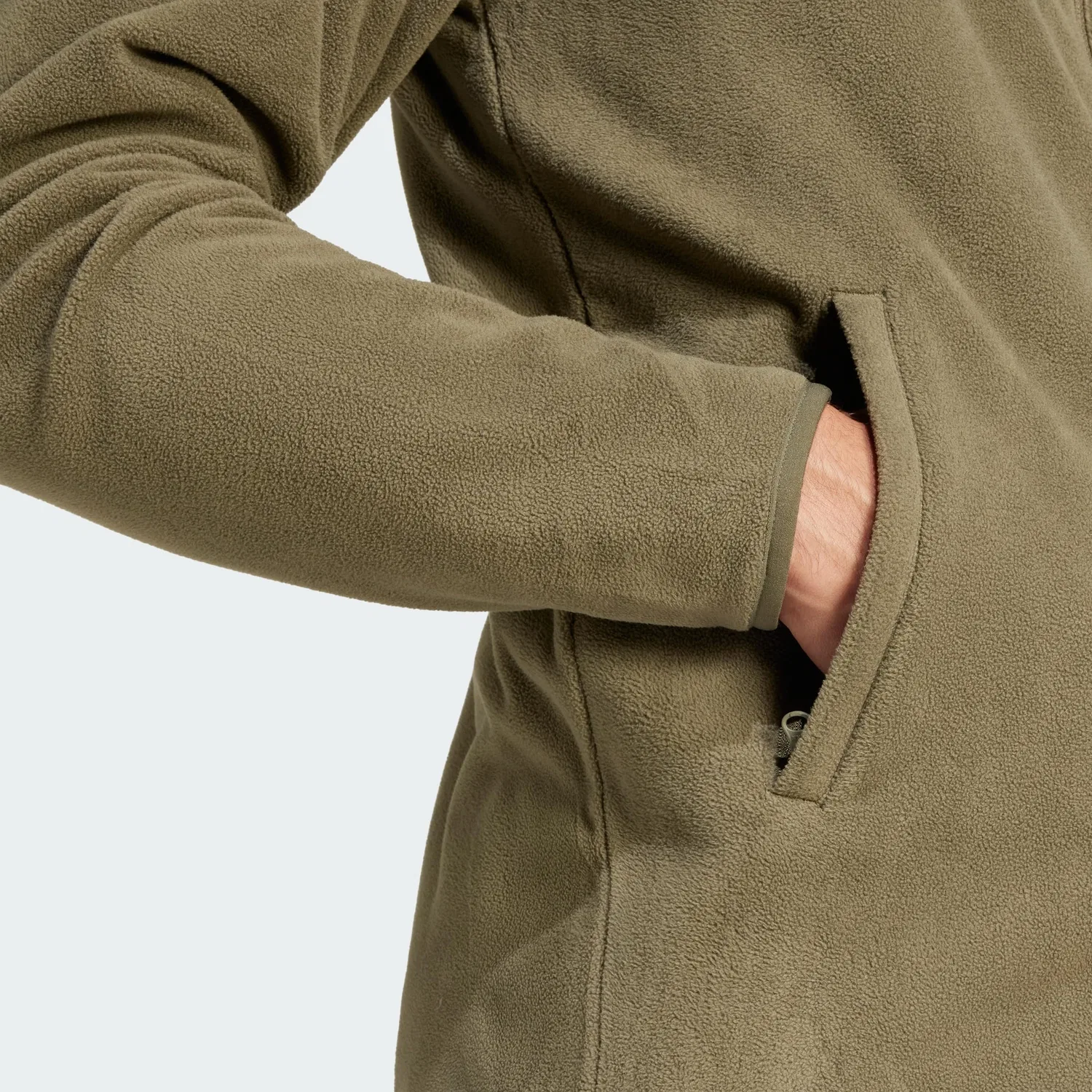 Мужская флисовая куртка на молнии Essentials adidas, Strata Olives — фото 3