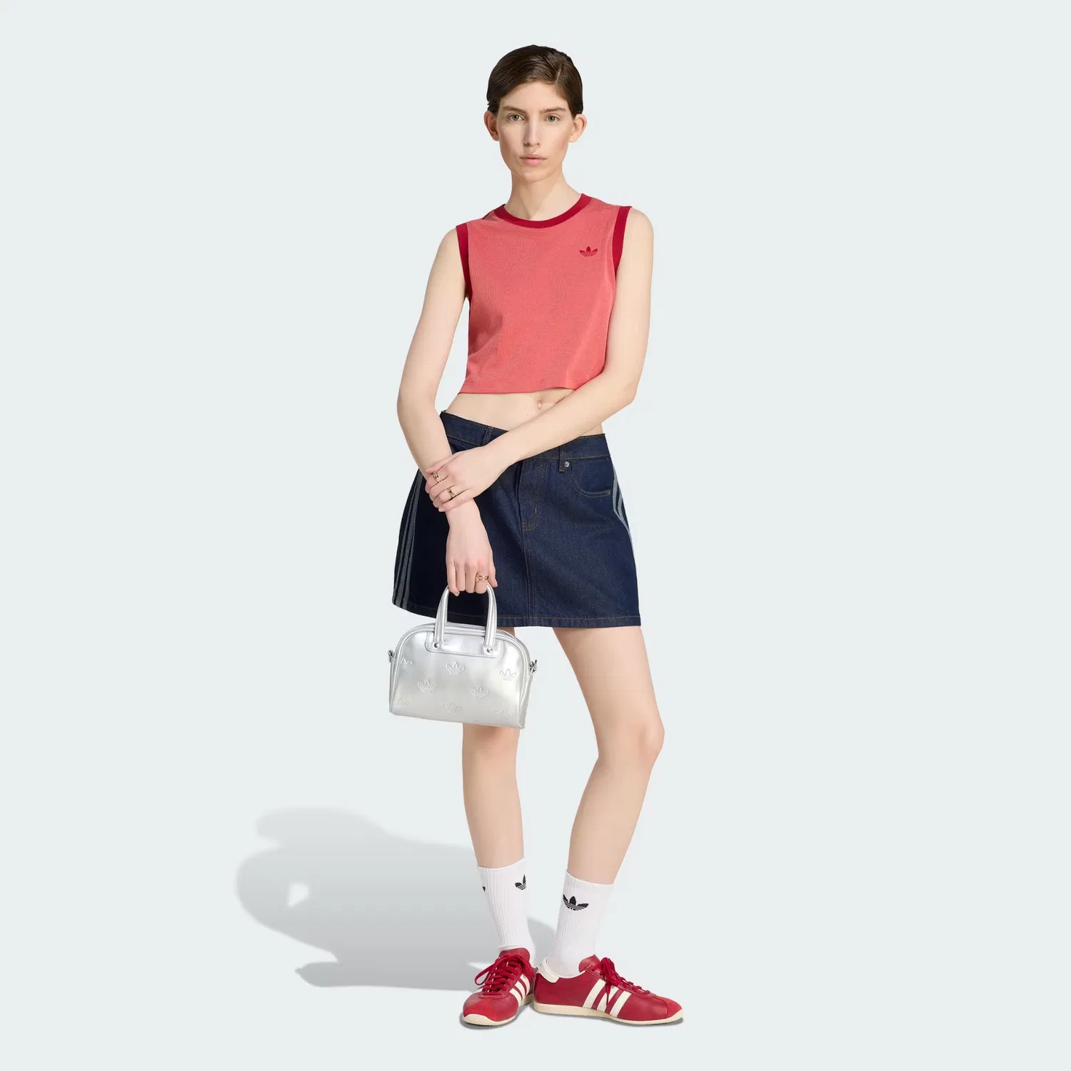 Женская майка с тонкими полосками Heather Tank Adidas Originals, красный — фото 3