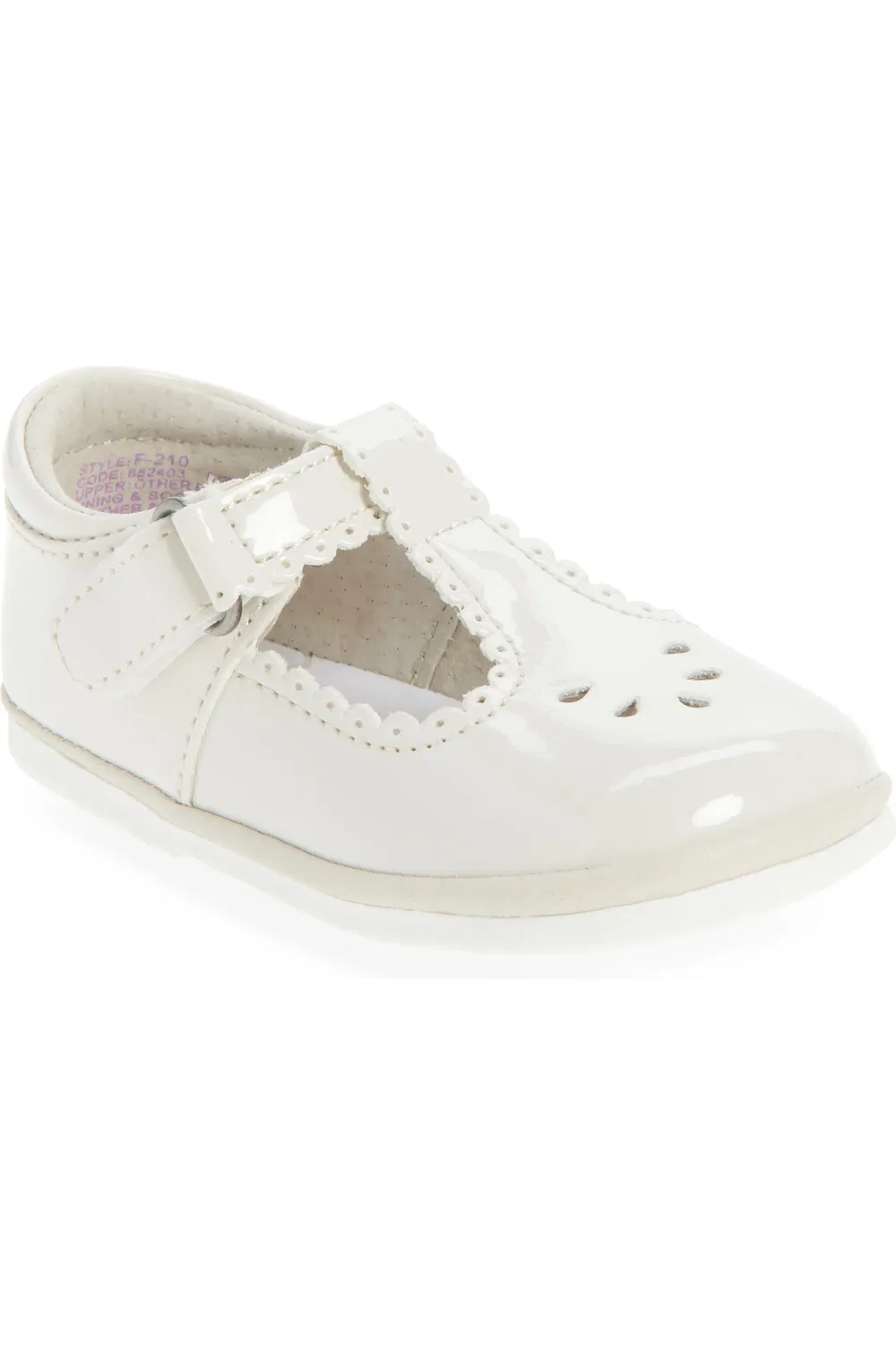 Детские туфли балетки с T-ремешком Dottie Scallop L'AMOUR, Patent Cream