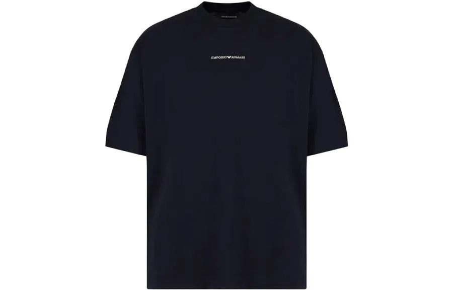 Футболка с круглым вырезом, прямая посадка, EMPORIO ARMANI, Marine Blue