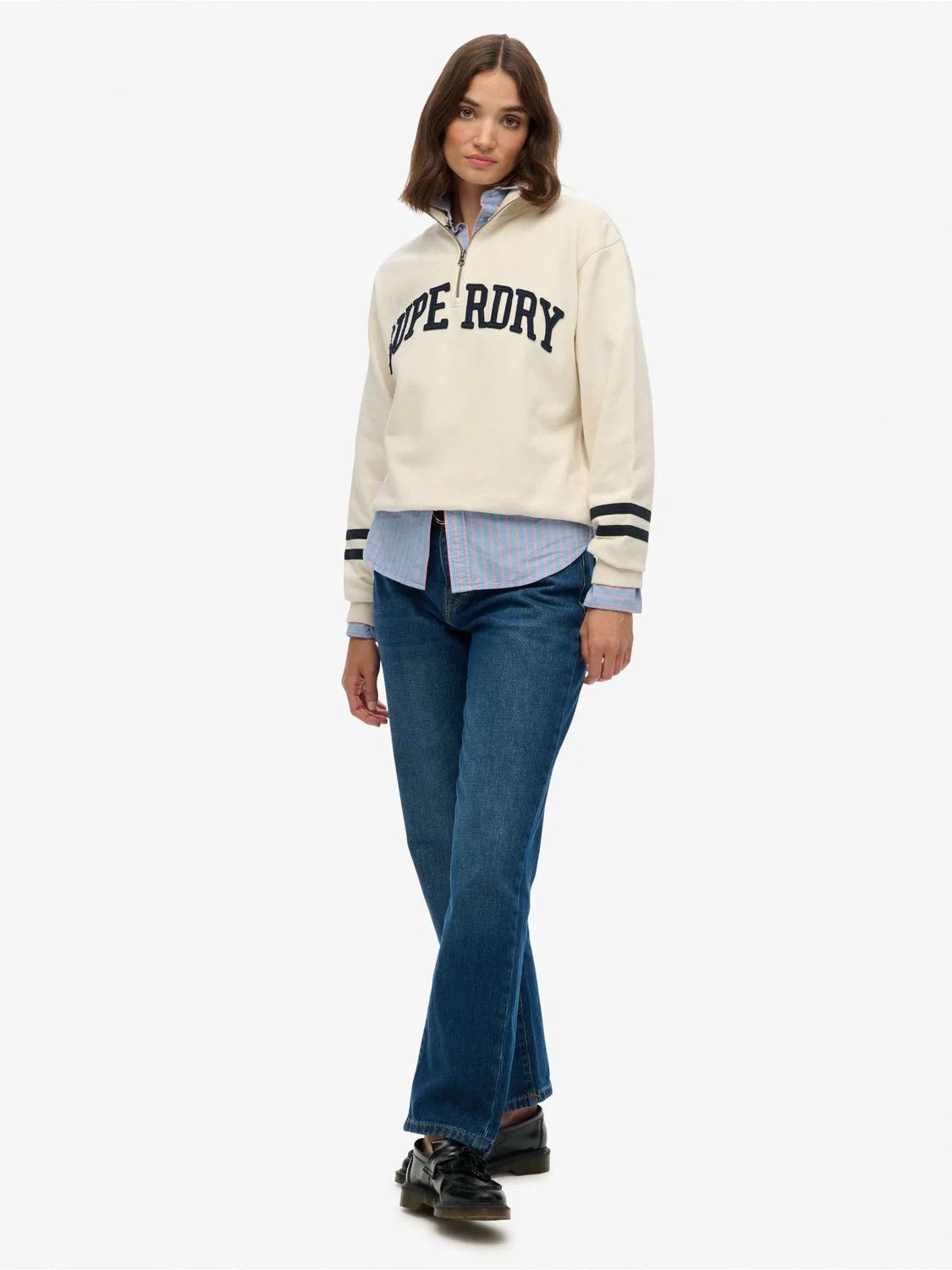 Свитшот с полузастежкой Athletic Essentials Applique Superdry, белый — фото 4