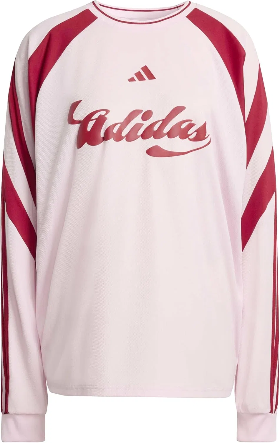 Женская футболка оверсайз с длинным рукавом House of Tiro adidas, Clear Pink/Maroon