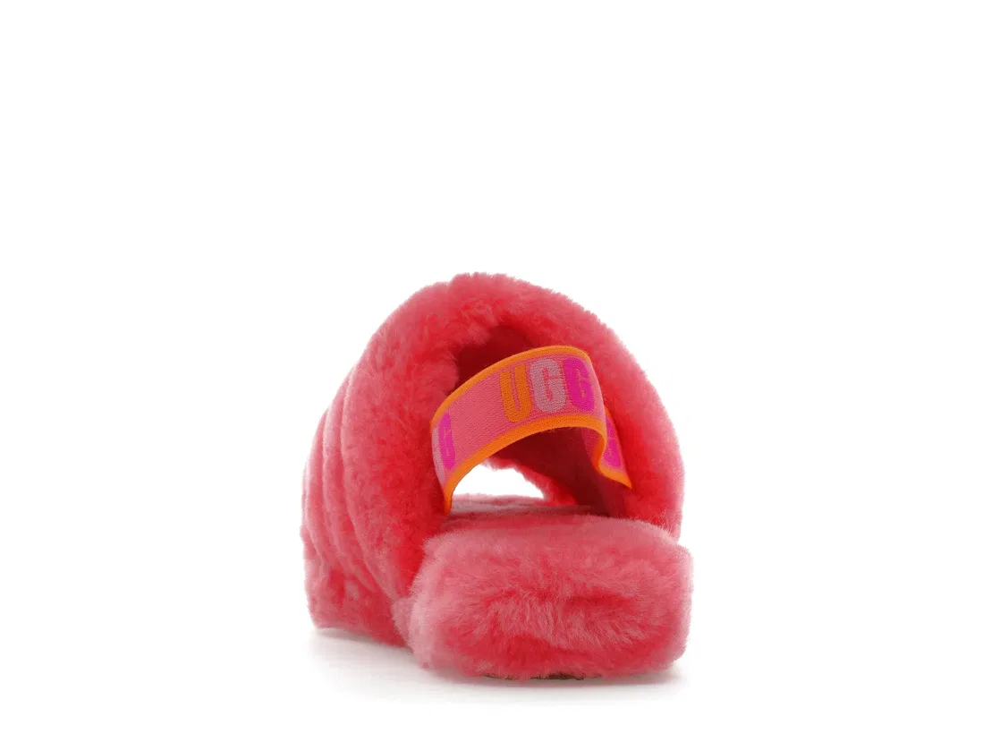 Детские шлепанцы с принтом UGG Fluff Yeah Slide, Strawberry — фото 4