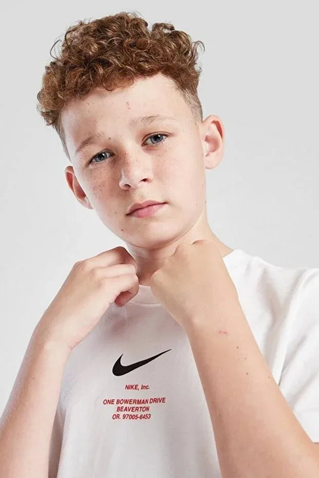 Детская футболка с принтом Sportswear Graphic Cotton Kids Tee Nike, White — фото 3