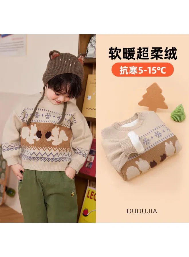 Свитер детский с флисовой подкладкой Doodle Home, бежевый — фото 4