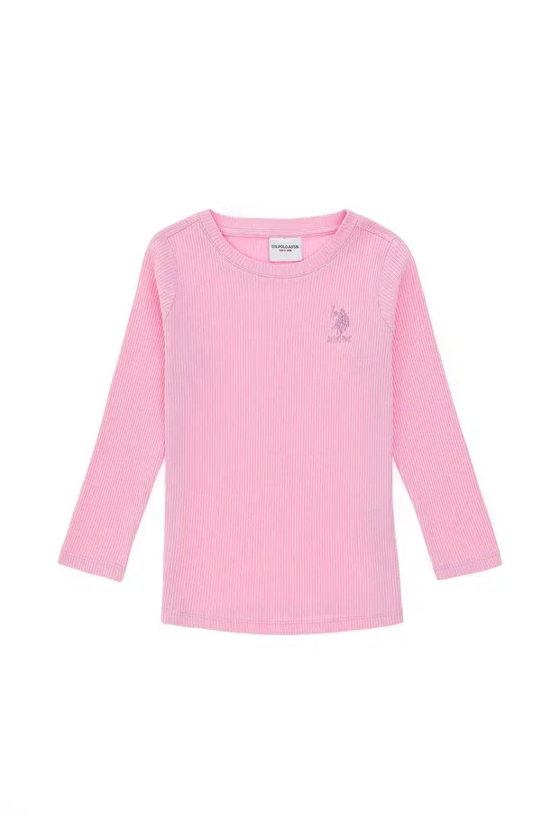 Детское для девочек свитшот с длинным рукавом U.S. Polo Assn., Pink — фото 3