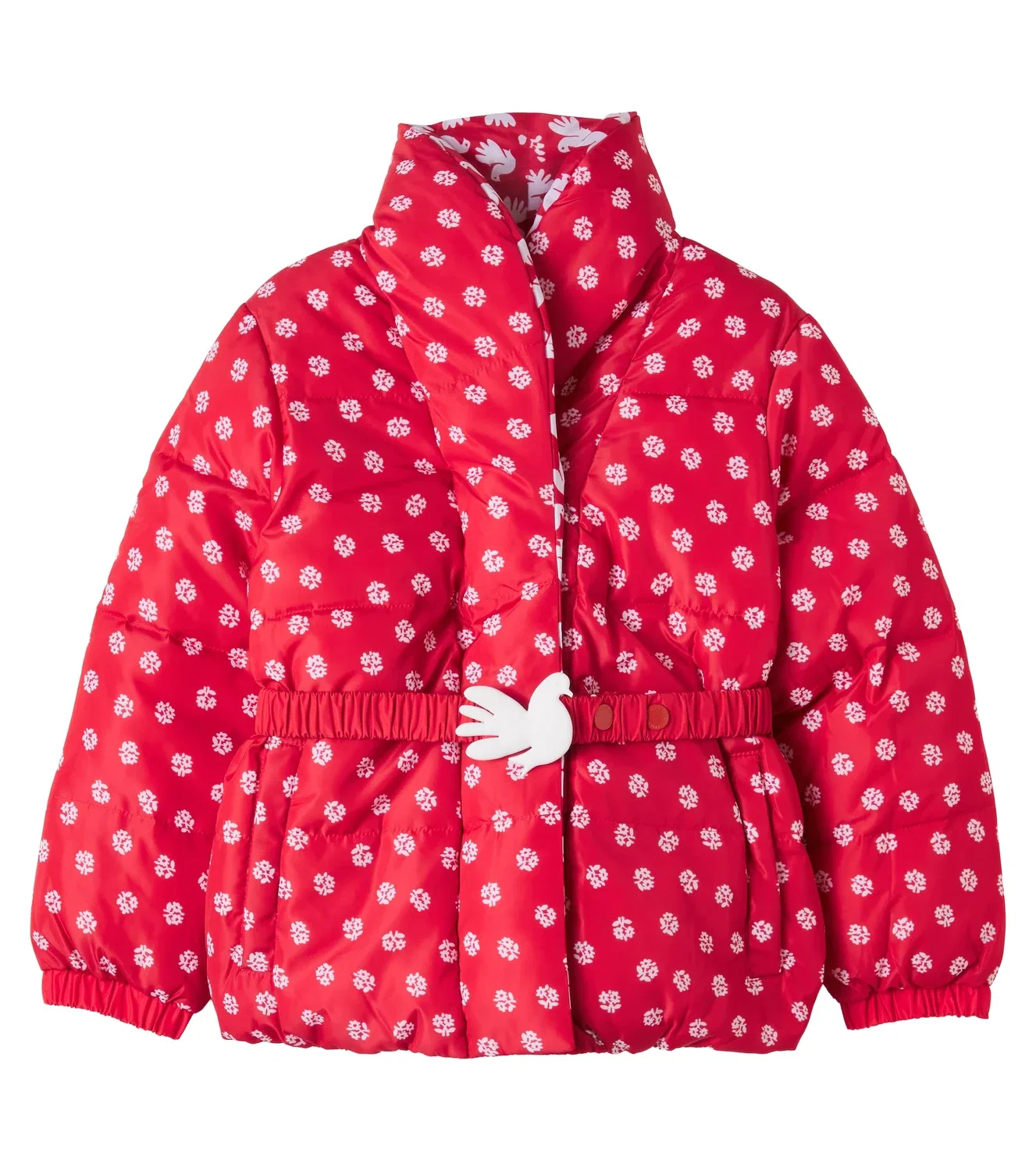 Легкая куртка стеганая с поясом и принтом Stella Mccartney Kids, красный
