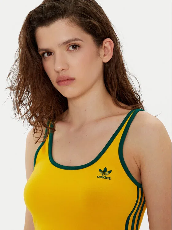 Топ slim fit adicolor 3-Stripes Adidas, желтый — фото 4