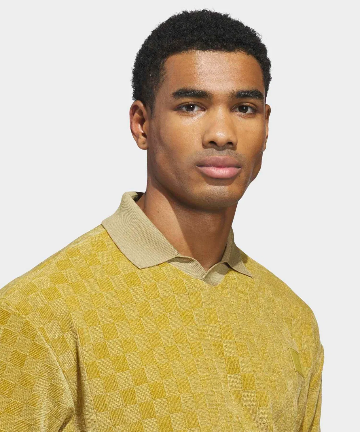 Мужская флисовая поло-рубашка с коротким рукавом Adidas Golf, Yellow — фото 3