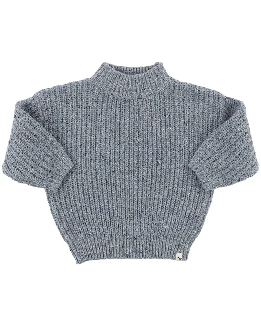 Детский пуловер вязаный с фактурным узором Speckle Knit Grandpa Knitted oh baby!, синий