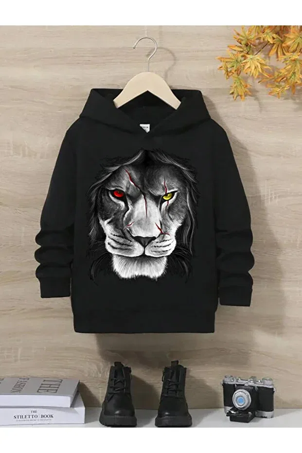 Детское худи с принтом Lion Printed Children's Hooded Sweatshirt Daxia, Lion2