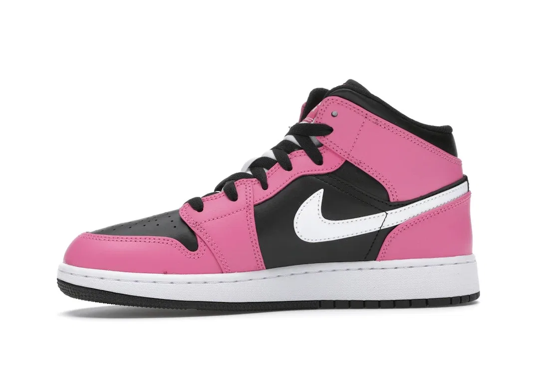 Детские кроссовки с кожаным верхом Jordan 1 Mid Jordan, Black/White-Pinksicle — фото 3