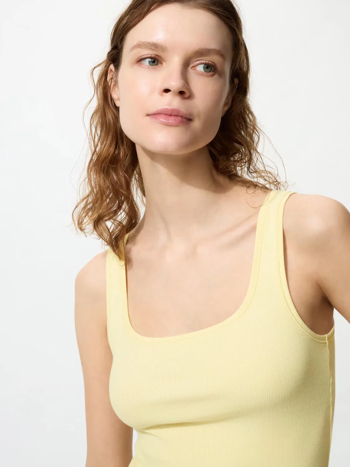 Майка Uniqlo, укороченная, с квадратным вырезом, синий — фото 3