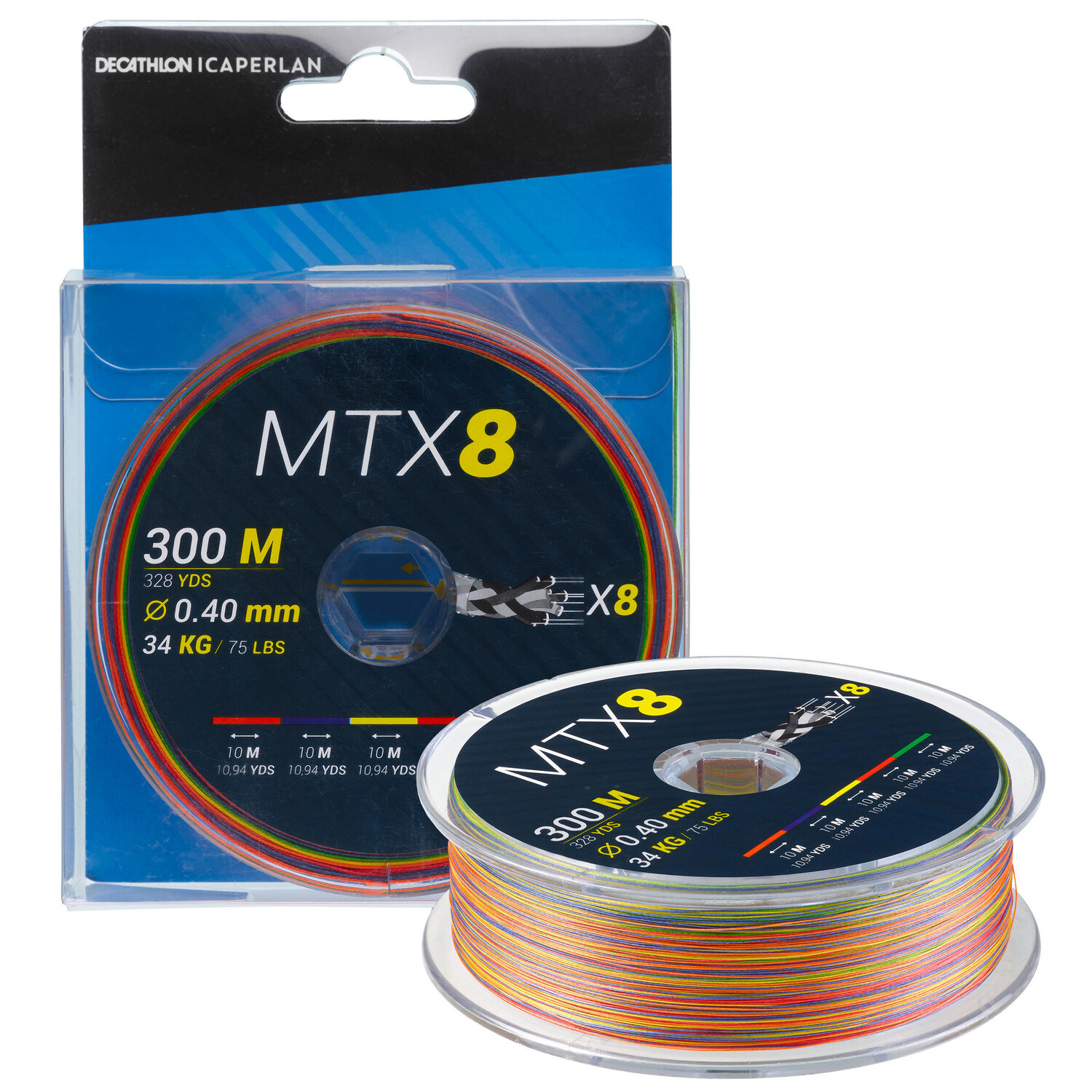 

Основная леска плетеная MTX8 Multicolor 300 м 0,40 мм CAPERLAN
