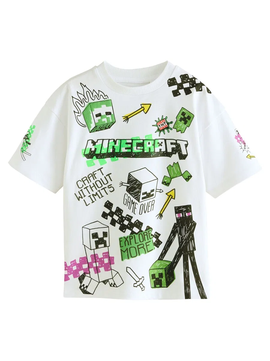 Футболка Next с надписью «Minecraft» белого цвета