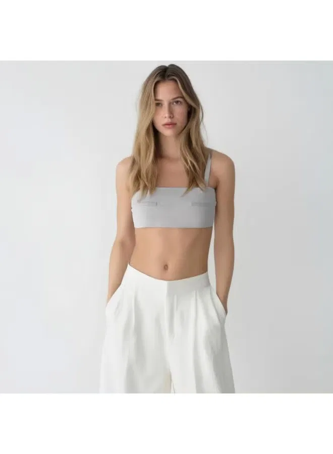 Топ без бретелей утягивающий Zara, светло-серый — фото 2