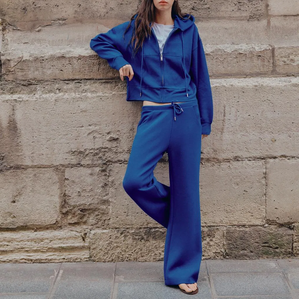 Женские трикотажные спортивные штаны с длинным рукавом, темно-синие, ZARA, Dark Blue — фото 4