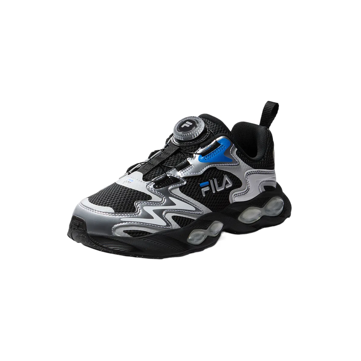 Детские кроссовки для бега с ретро-стилем FILA KIDS, Black/Space Silver — фото 4