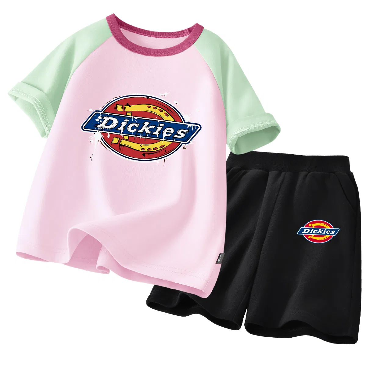 Детский спортивный комплект с принтом Spray Graffiti Jasper Pink+Logo K Black Dickies, Черный