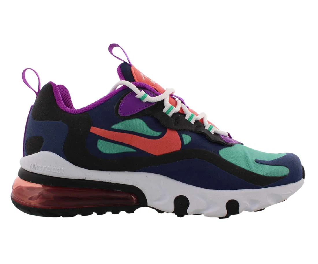 Детские кроссовки для мальчиков Nike Air Max 270 React, Multicolore Blue Void Magic Ember Black Kinetic Green — фото 3