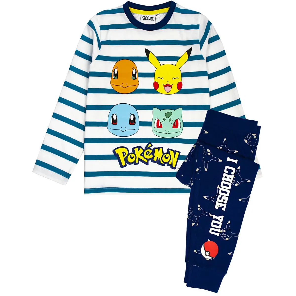 Детский комплект пижамы с длинным рукавом и длинными штанинами Pokemon, White