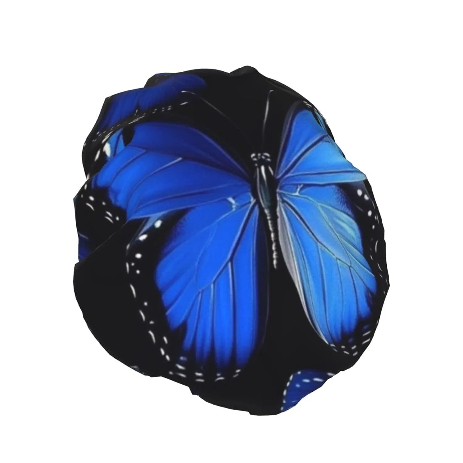 Водонепроницаемая многоразовая шапочка для душа ZSUUGJ, 1 шт, 26.9 см, Dark Blue Butterflies — фото 2