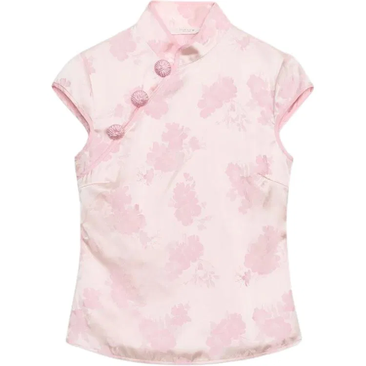 Женская рубашка с воротником-стойкой Pink ZARA, Pink