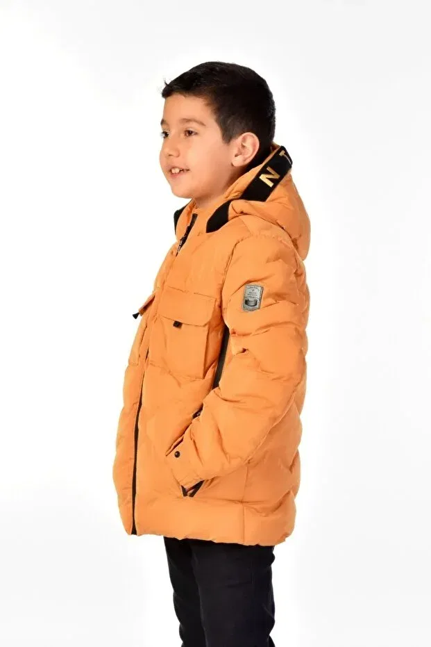 Детское пальто для мальчиков с капюшоном Benitto Kids, Yellow — фото 4