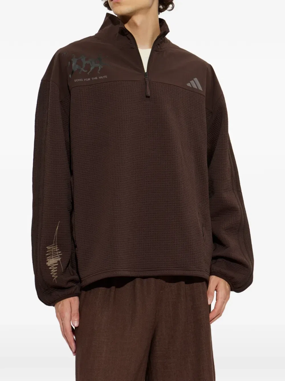 Song for the Mute джемпер на молнии до середины груди Adidas, коричневый — фото 4