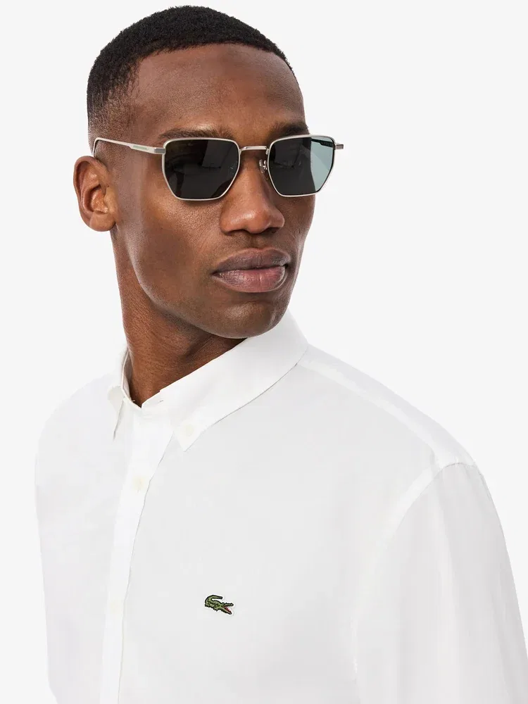 Рубашка с длинным рукавом Light Poplin LACOSTE, White — фото 2