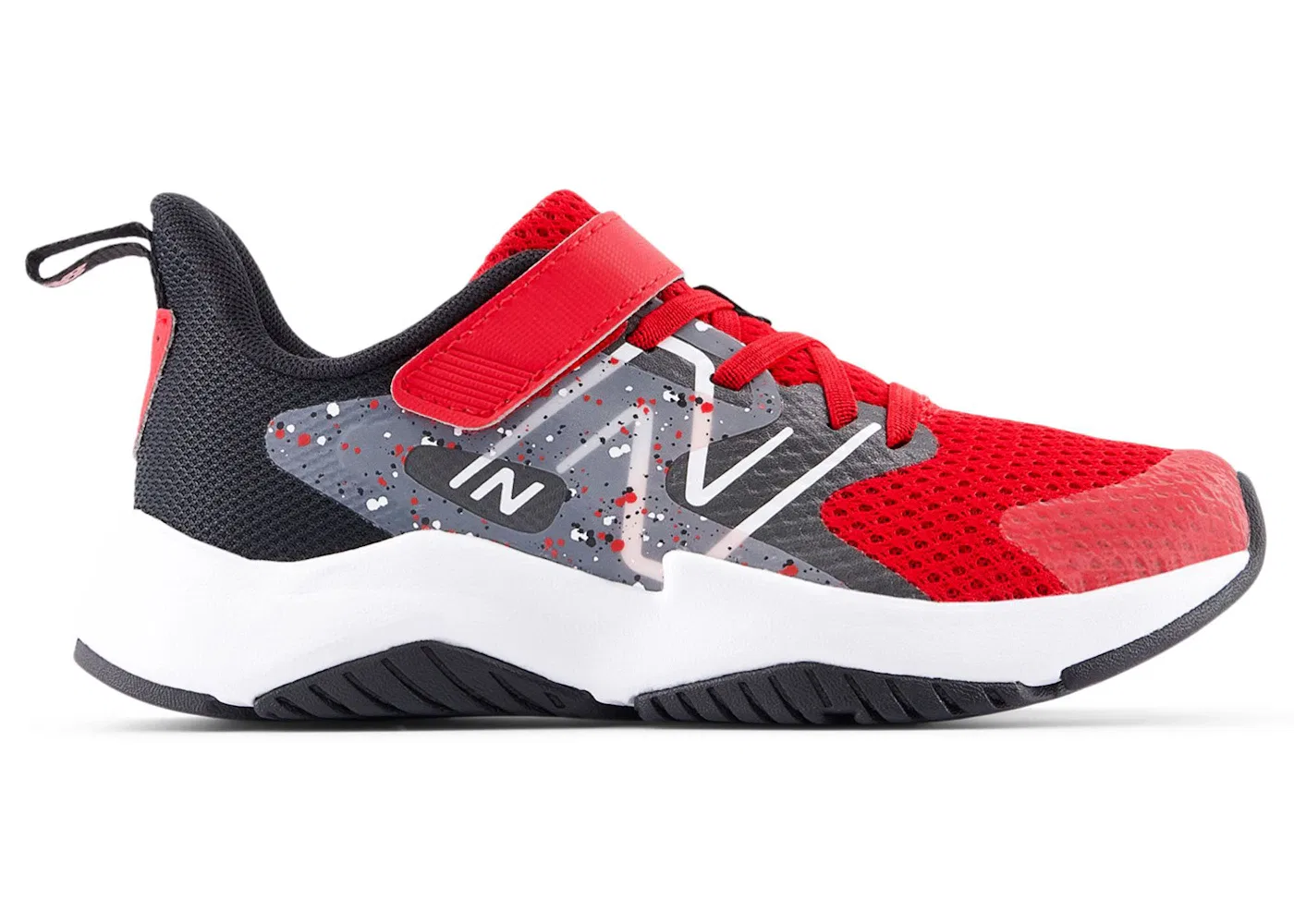 Детские кроссовки с блочной шнуровкой New Balance Rave Run v2 Bungee Lace, Team Red/Black/Black Cement