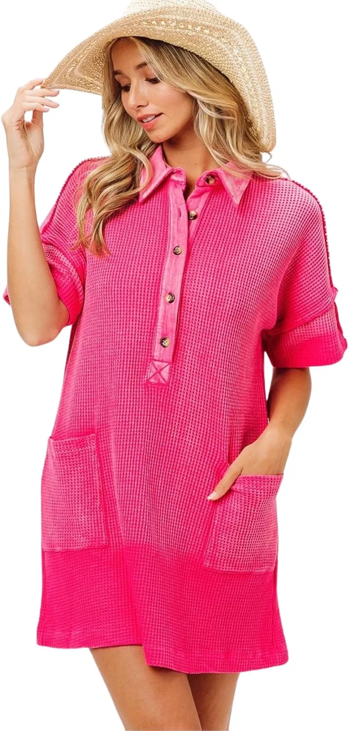 Женское платье-рубашка с градиентным окрашиванием Dip Dye, Fuchsia