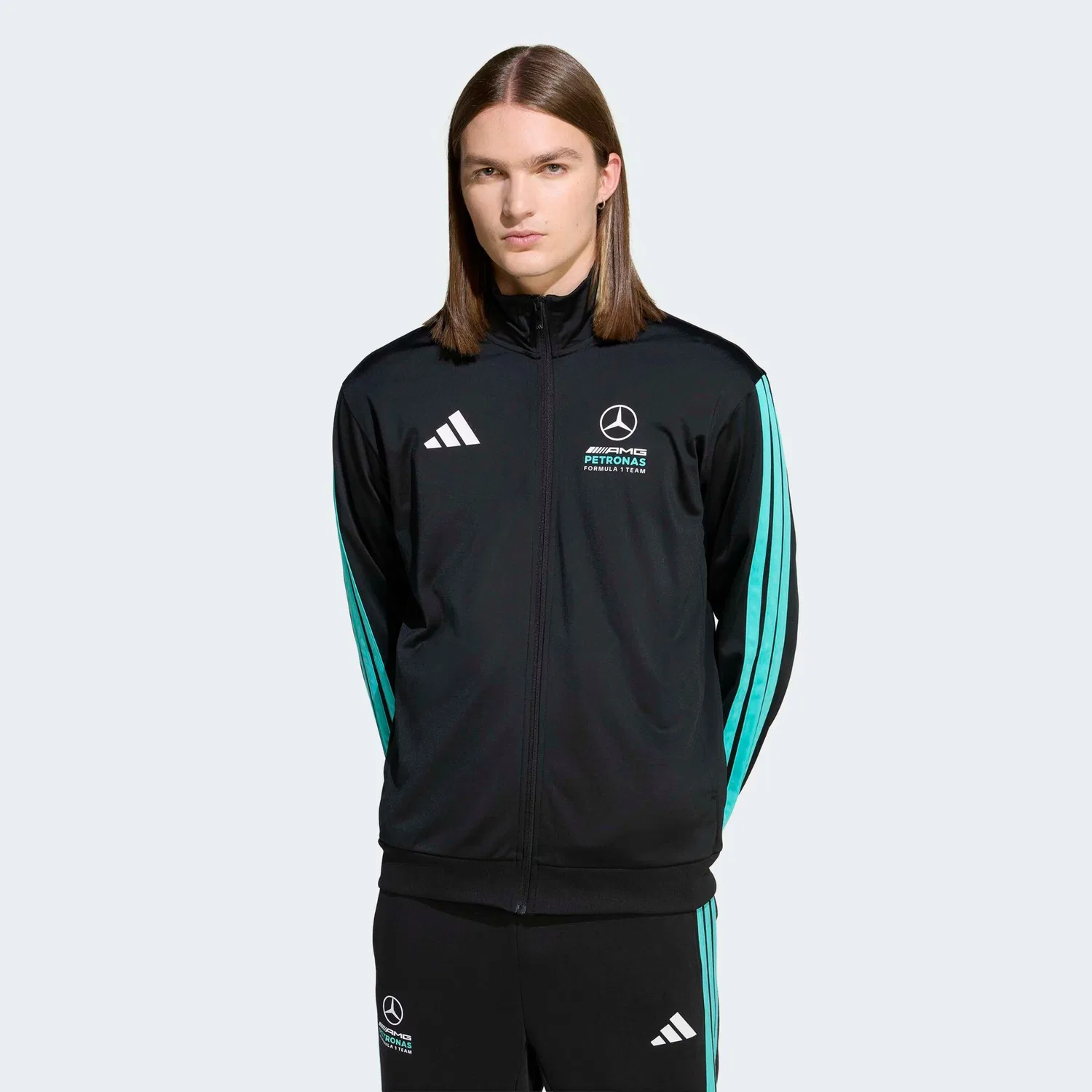Мужская тренировочная куртка Mercedes-AMG Petronas Formula 1 Team Adidas Performance, Black/Semi Mint Rush