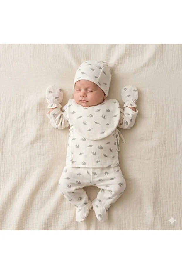 Детский комплект одежды для новорожденных хлопковый Mini Ropa, Ecru