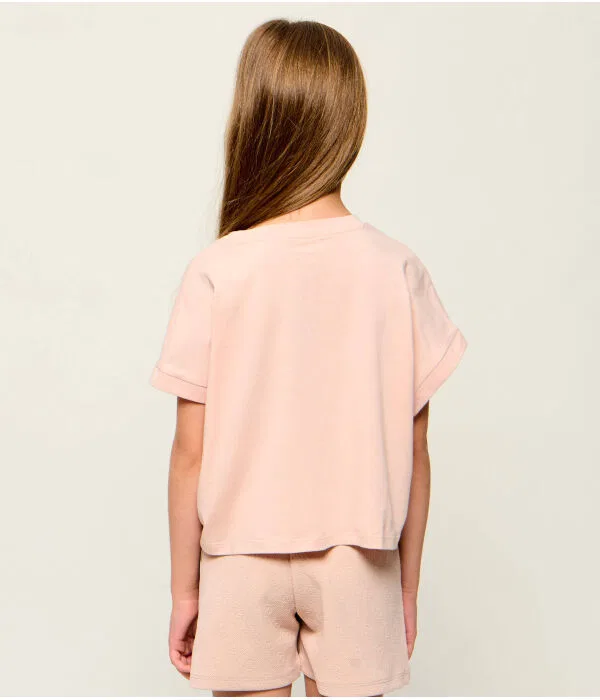 Детская футболка с принтом O-Neck T-Shirt Cropped Fit Guess, Rosa — фото 3