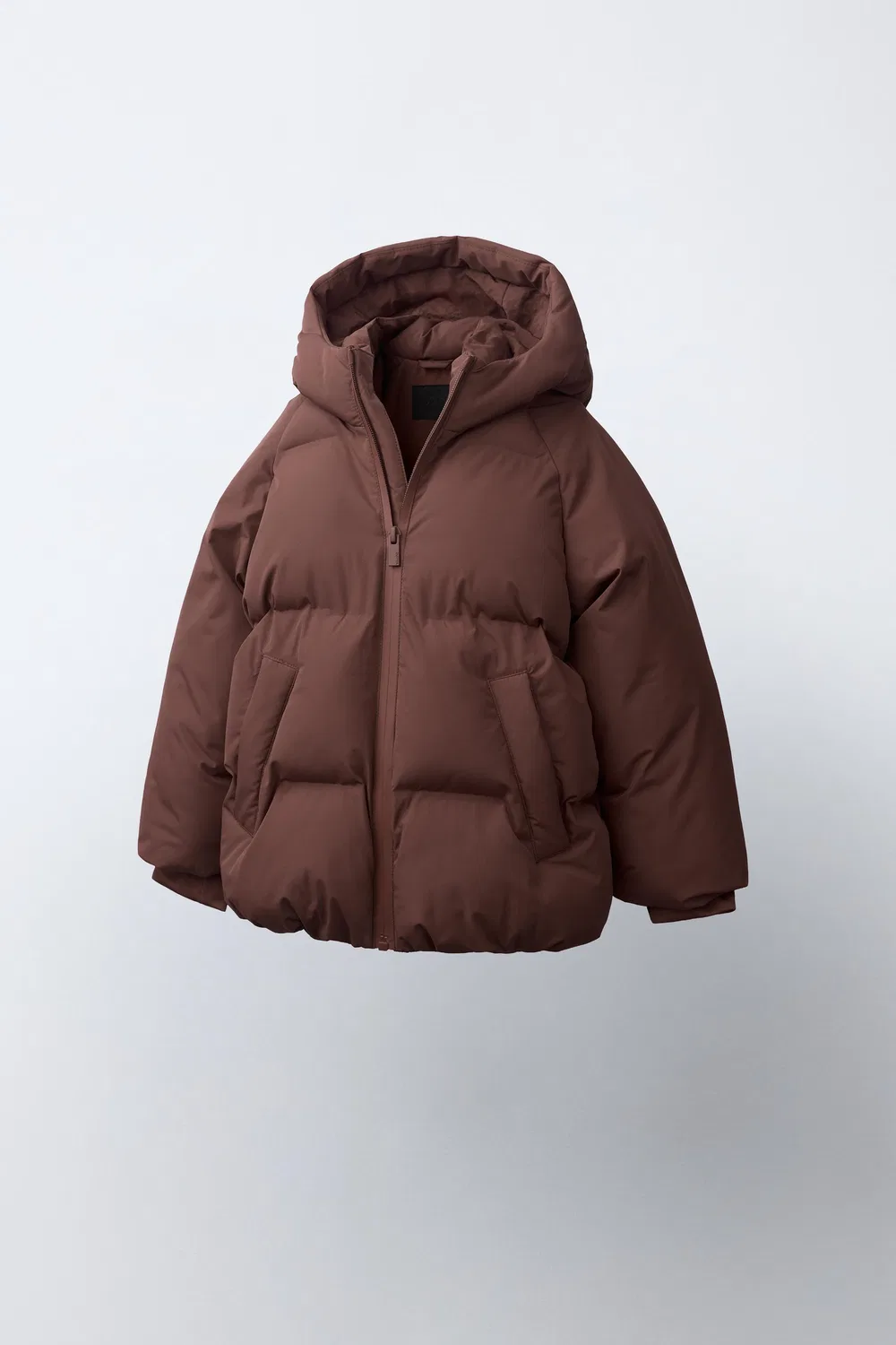 Водоотталкивающая пуховая куртка с капюшоном ZARA, dark russet — фото 2