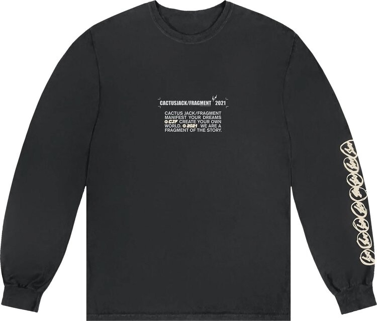 

Лонгслив Cactus Jack by Travis Scott For Fragment Logo Long-Sleeve 'Black', черный