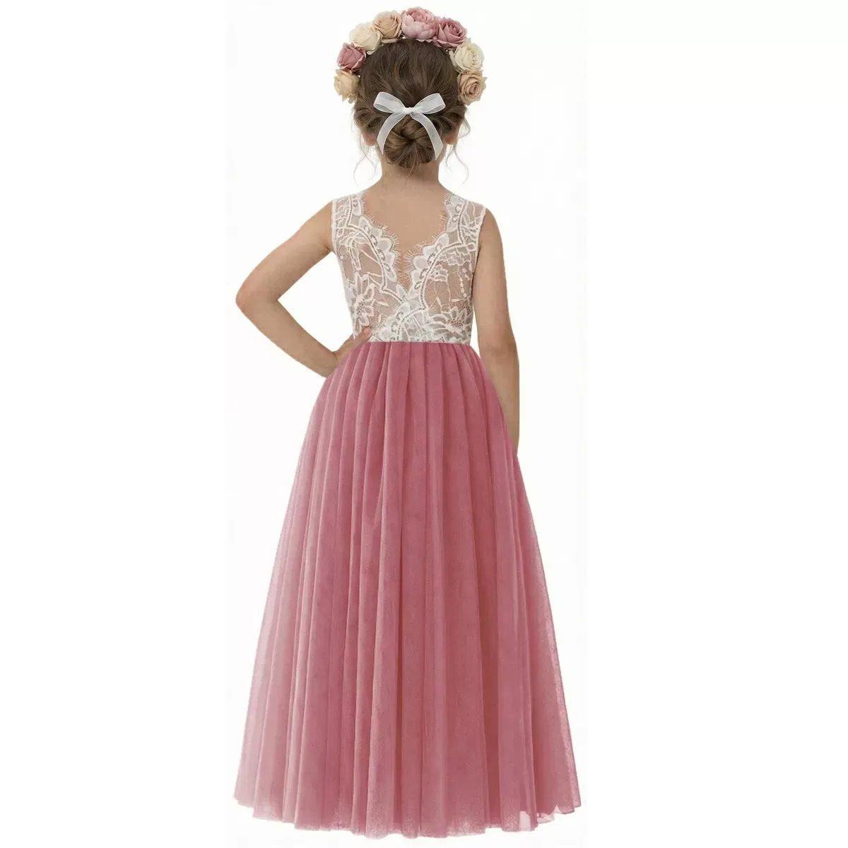 Детское платье-макси без рукавов Rose Lace 2bunnies, Dusty Pink