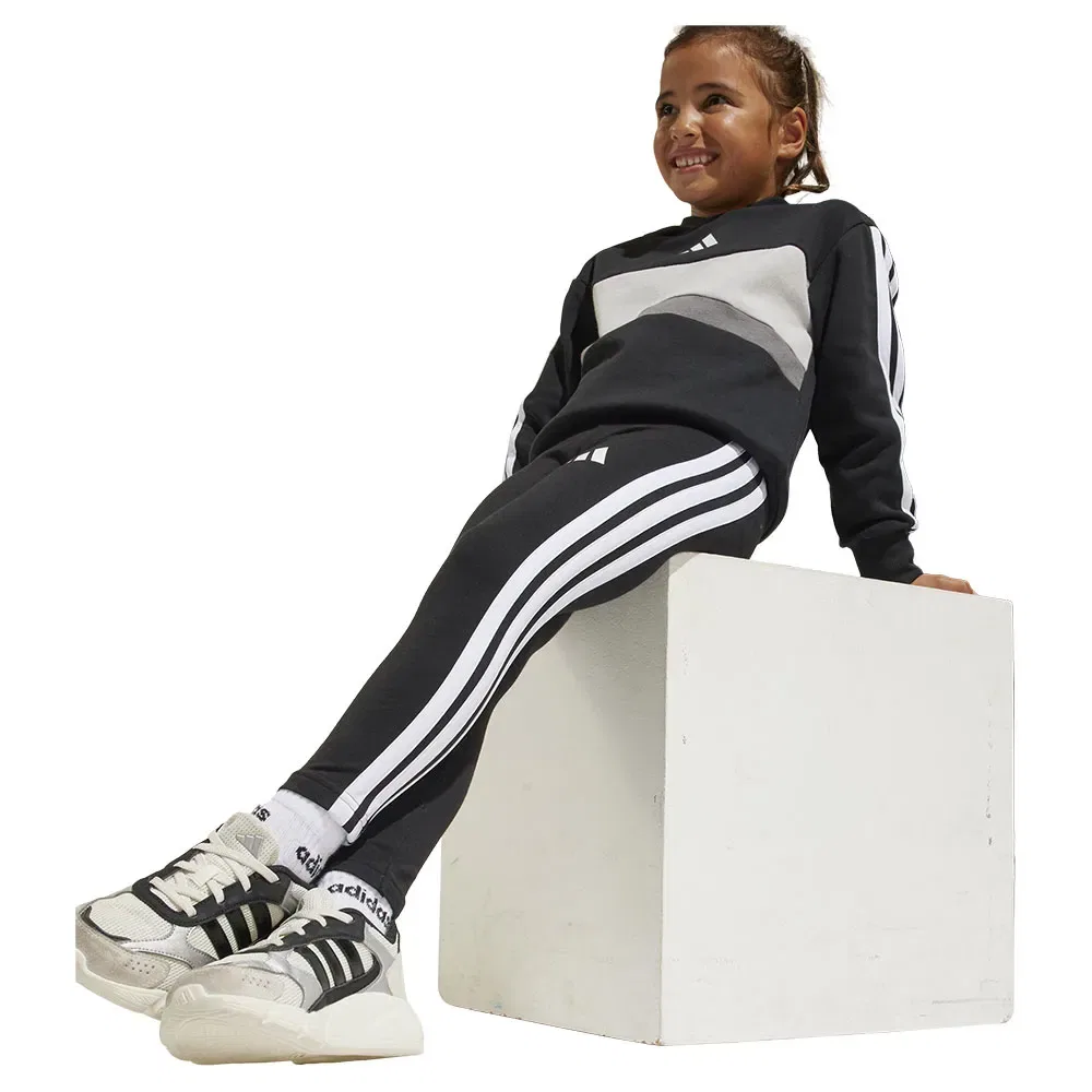 Спортивный костюм Adidas Seasonal Essentials Tiberio 3 Stripes Fleece Leggings, черный — фото 3
