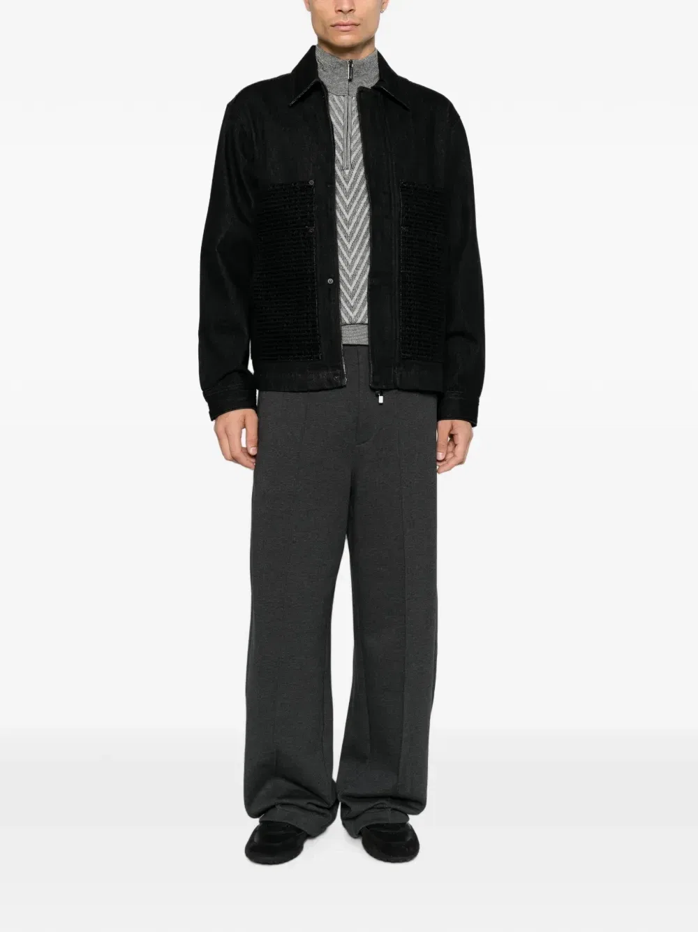 Джинсовая куртка с логотипом EMPORIO ARMANI, черный — фото 2