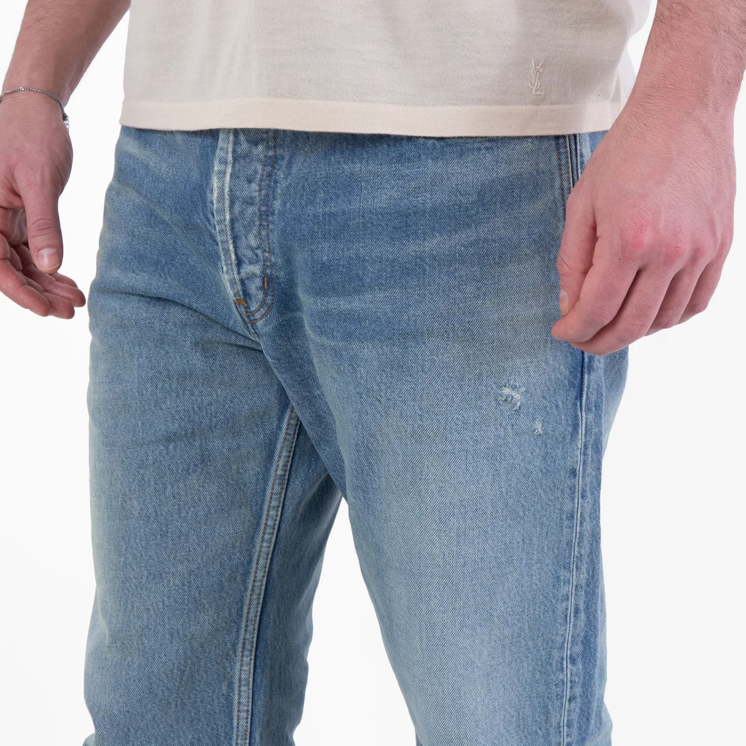 Джинсы свободного кроя Benjamin Blue Denim Baggy Jeans Saint Laurent, Benjamin Blue — фото 2