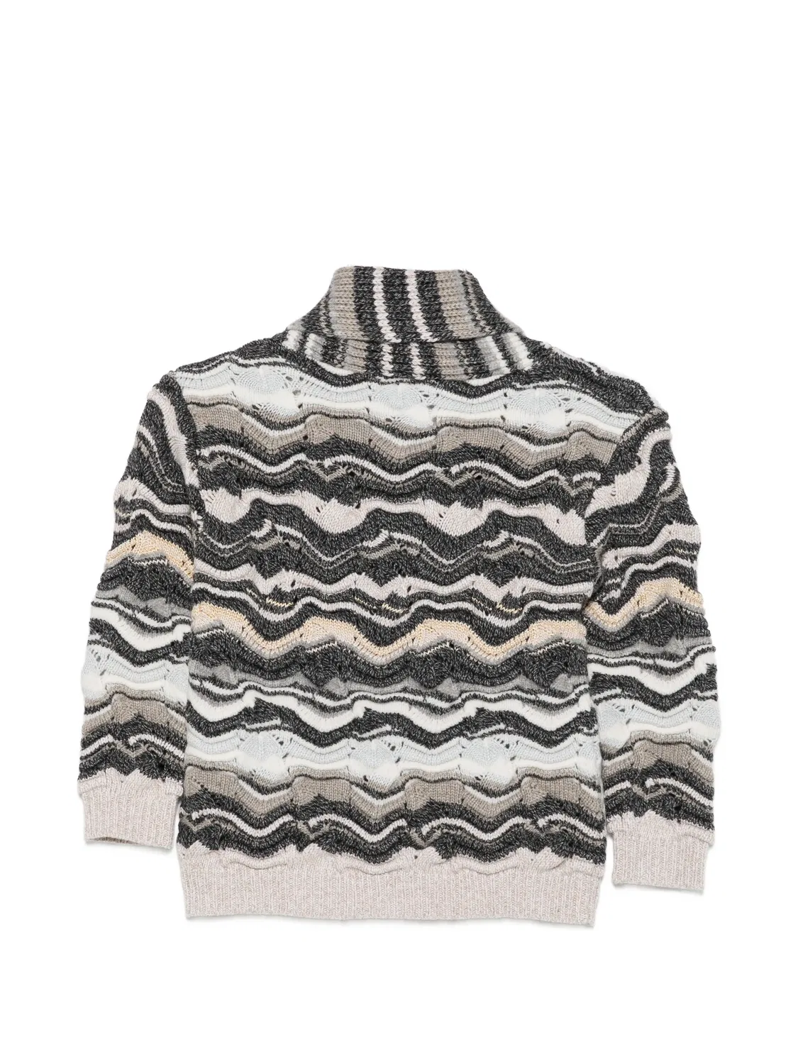 Джемпер с воротником-шалькой и узором зигзаг Missoni Kids, серый — фото 2