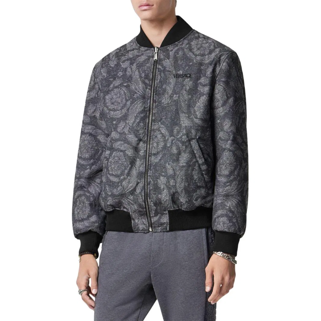 Мужская куртка-бомбер с вышитым логотипом VERSACE, Gray — фото 4