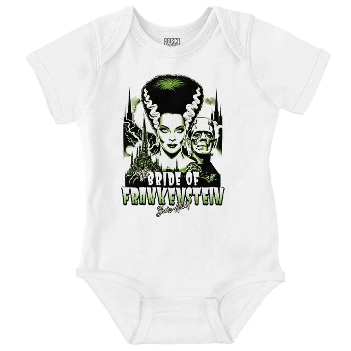 Детское боди-комбинезон с принтом Bride of Frankenstein Movie Poster Brisco Brands, White