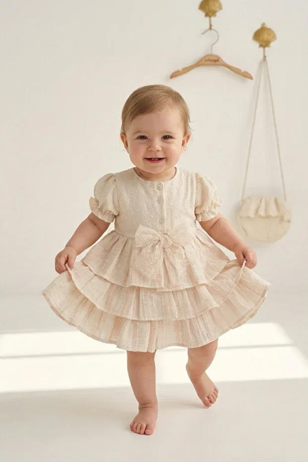 Детское платье для девочек хлопковое Bella Bow Detailed Bebezade, Pink