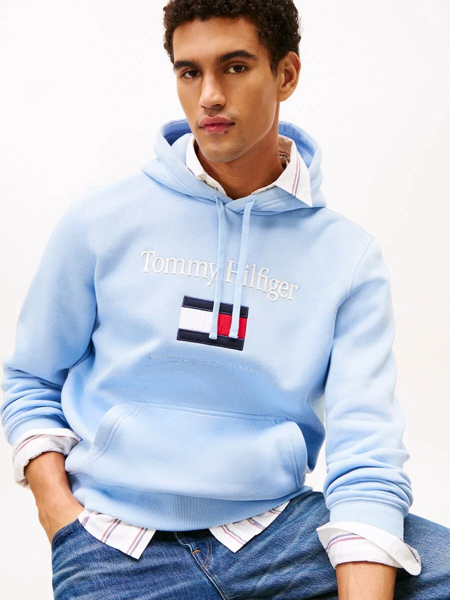 Толстовка TOMMY HILFIGER темно-синего и светло-голубого цвета — фото 2